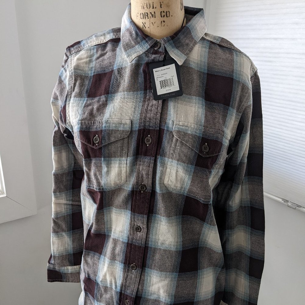 Filson Scout Shirt M blue, plum, cream plaid